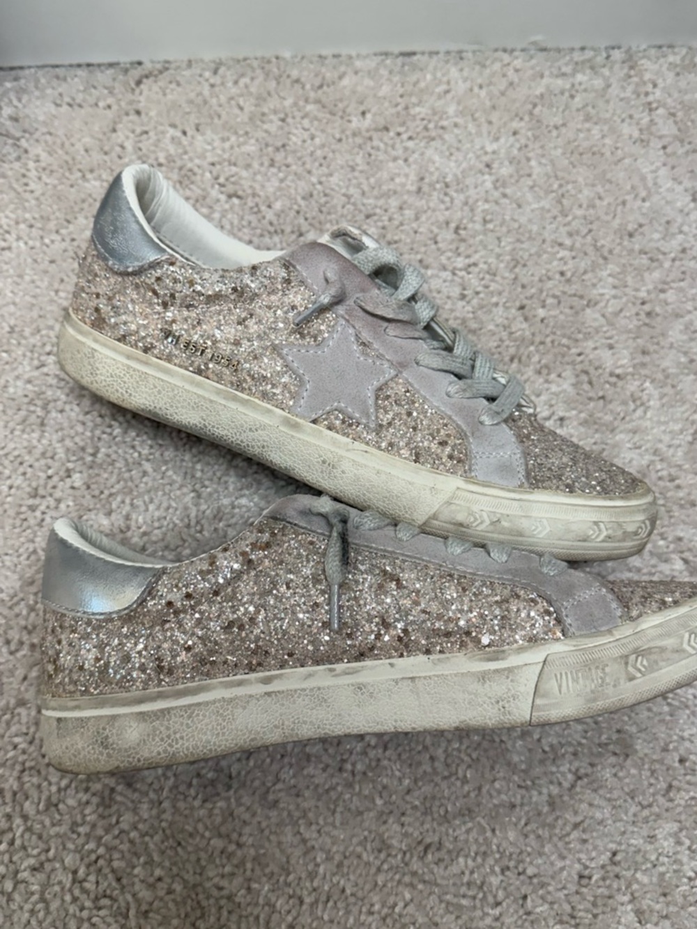 Vintage Havana Glitter Star Low-Top Sneakers - Rose Gold